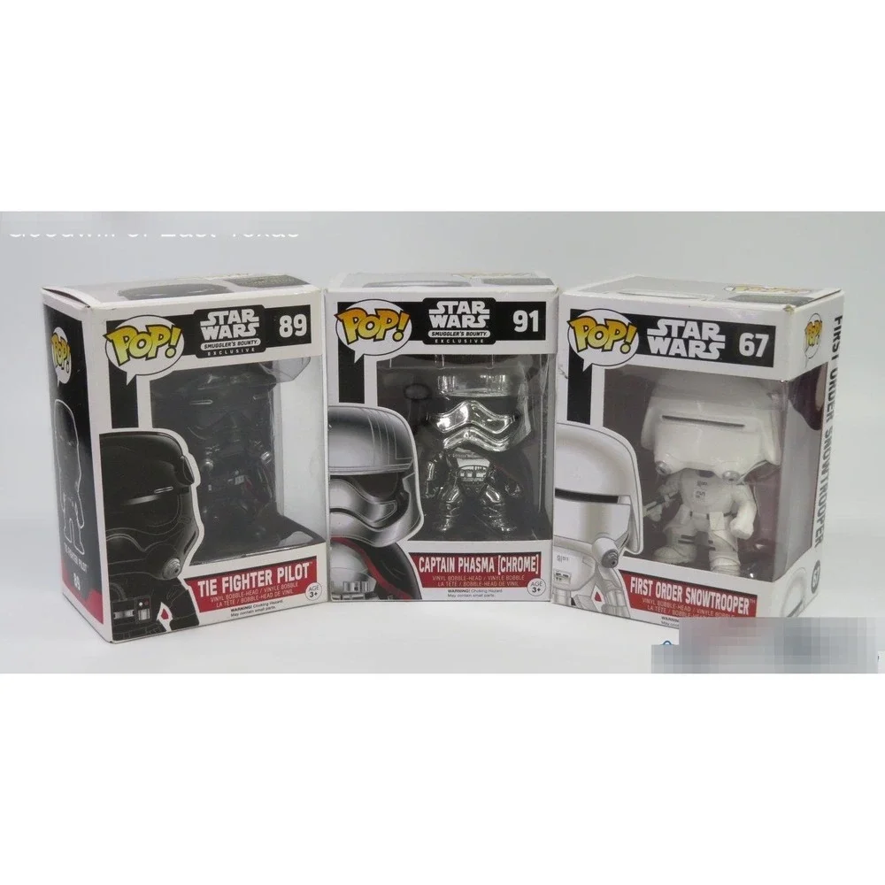 Funko Pop Star Wars Lot 67 89 91 Captain Phasma Chrome Tie Pilot Snowtrooper